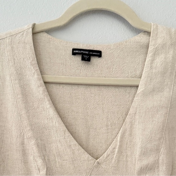 James Perse Oatmeal colored Textured Woven Midi Dress sz 1 Small - Picture 3 of 11